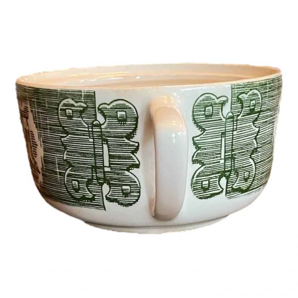 VTG Royal China The Old Curiosity Shop Green Transferware Sugar Bowl No Lid